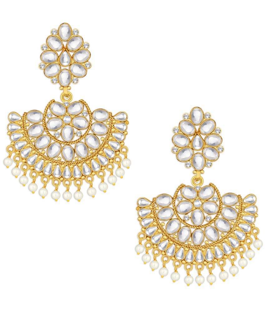 Spargz Designer Chand Balli Alloy Festive Wear Gold Plated Kundan Earring For Women Spargz Designer Chand Balli Alloy Festive Wear Gold Plated Kundan Earring For Women