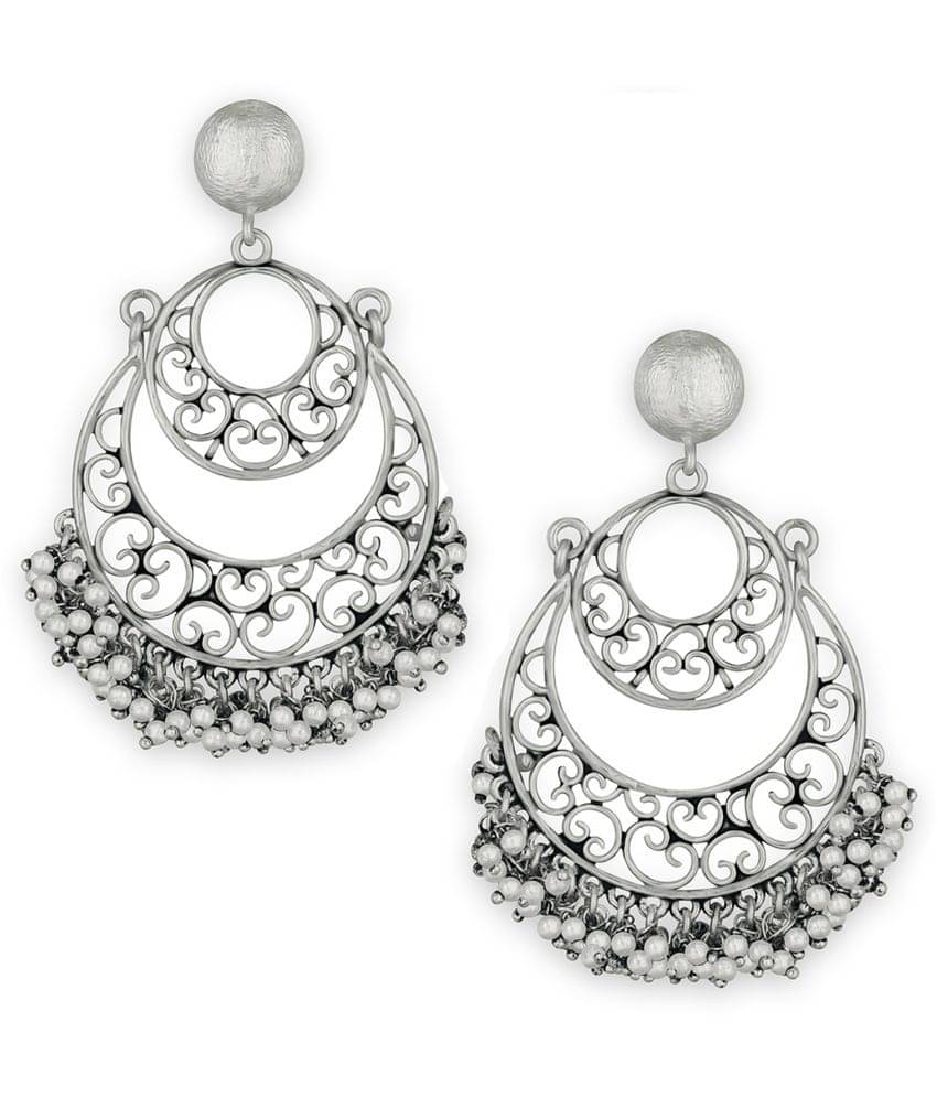 Spargz Fashionable Filigree Oxidize Rhodium Plated Festive Wear Dangle Earring For Women Spargz Fashionable Filigree Oxidize Rhodium Plated Festive Wear Dangle Earring For Women