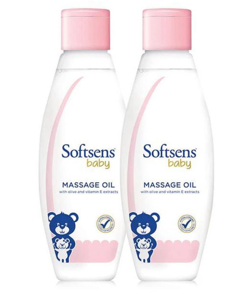 Softsens Baby Calming Massage Oil with Vitamin E, Coconut, Almond & Olive, 200ml, Pack of 2