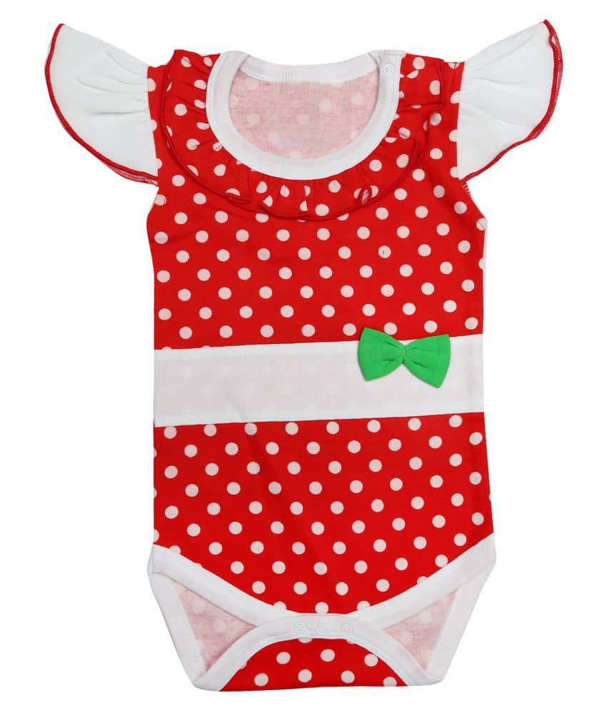 KABOOS Baby Girls Cotton Bodysuit ( Red )