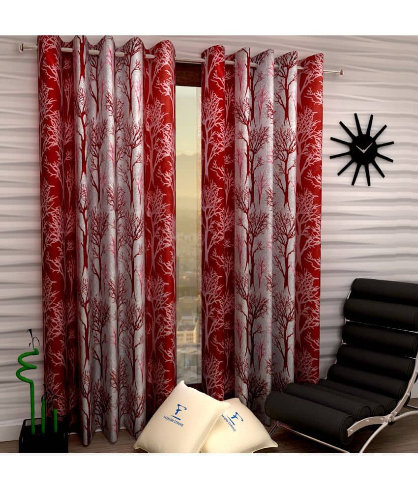 Fashion String Set of 2 Window Semi-Transparent Eyelet Polyester Curtains Blue