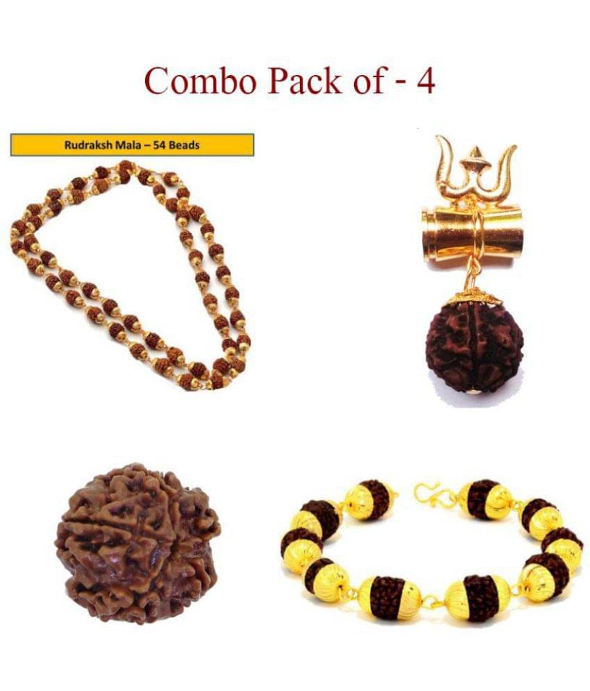 Lord Shiva Orginal Rudraksha Mala, Bracelet, Shiv Shakti Kavach, Lab Certificate Rudrakash Combo -Pack of 4 Lord Shiva Orginal Rudraksha Mala, Bracelet, Shiv Shakti Kavach, Lab Certificate Rudrakash Combo -Pack of 4