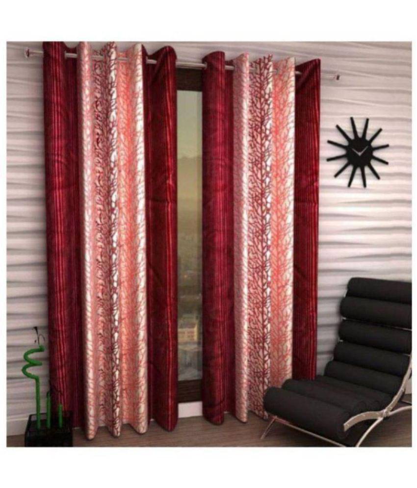     			Tanishka Fabs Semi-Transparent Curtain 5 ft ( Pack of 2 ) - Maroon
