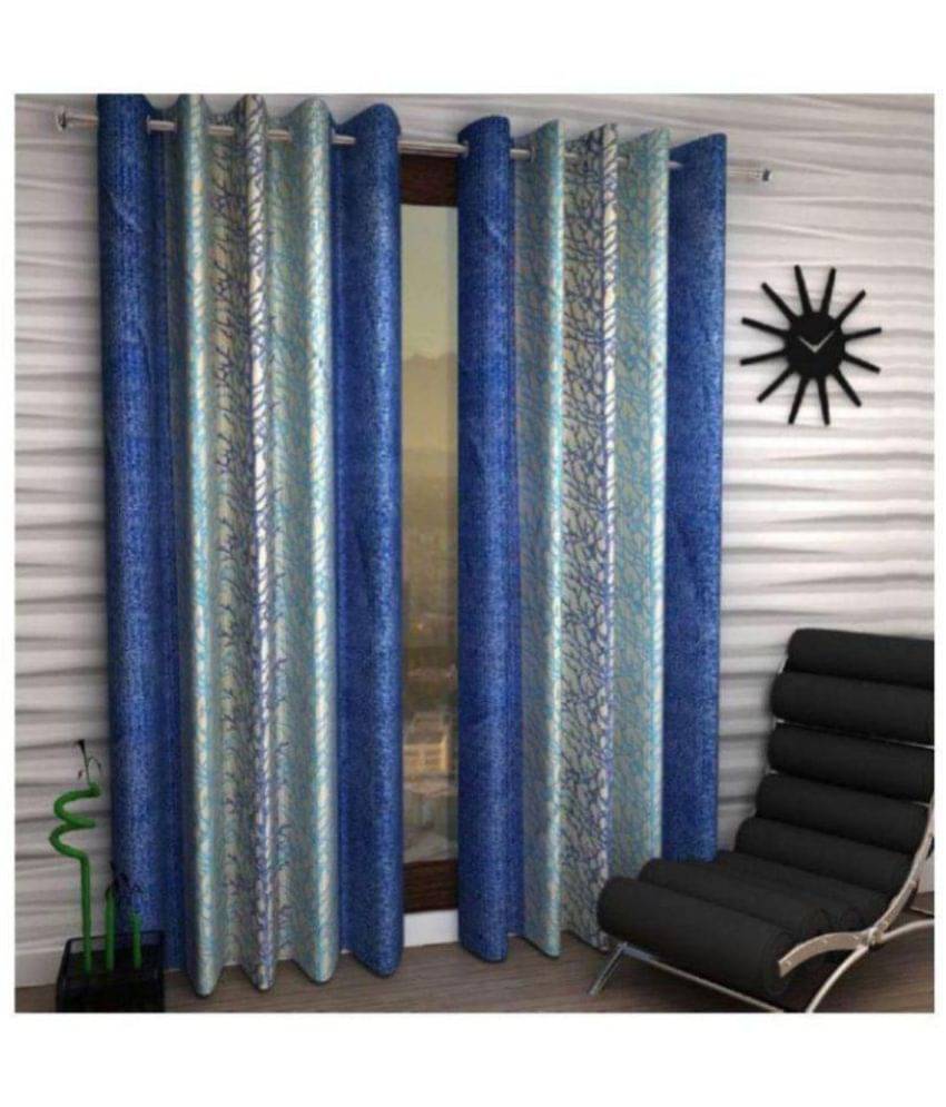     			Tanishka Fabs Semi-Transparent Curtain 5 ft ( Pack of 2 ) - Blue