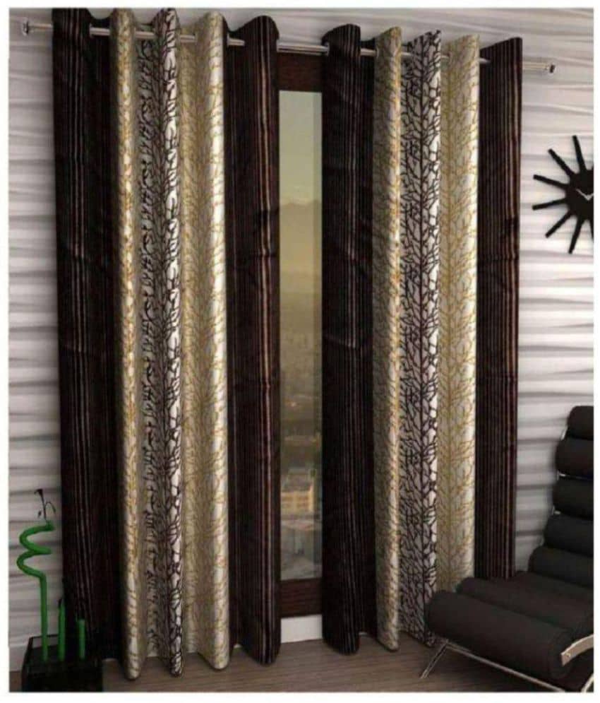 Tanishka Fabs Semi-Transparent Curtain 5 ft ( Pack of 2 ) - Brown