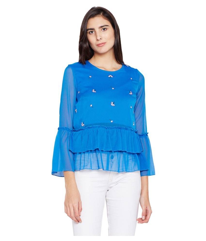    			Oxolloxo Women's Polyester Regular Top ( Blue )