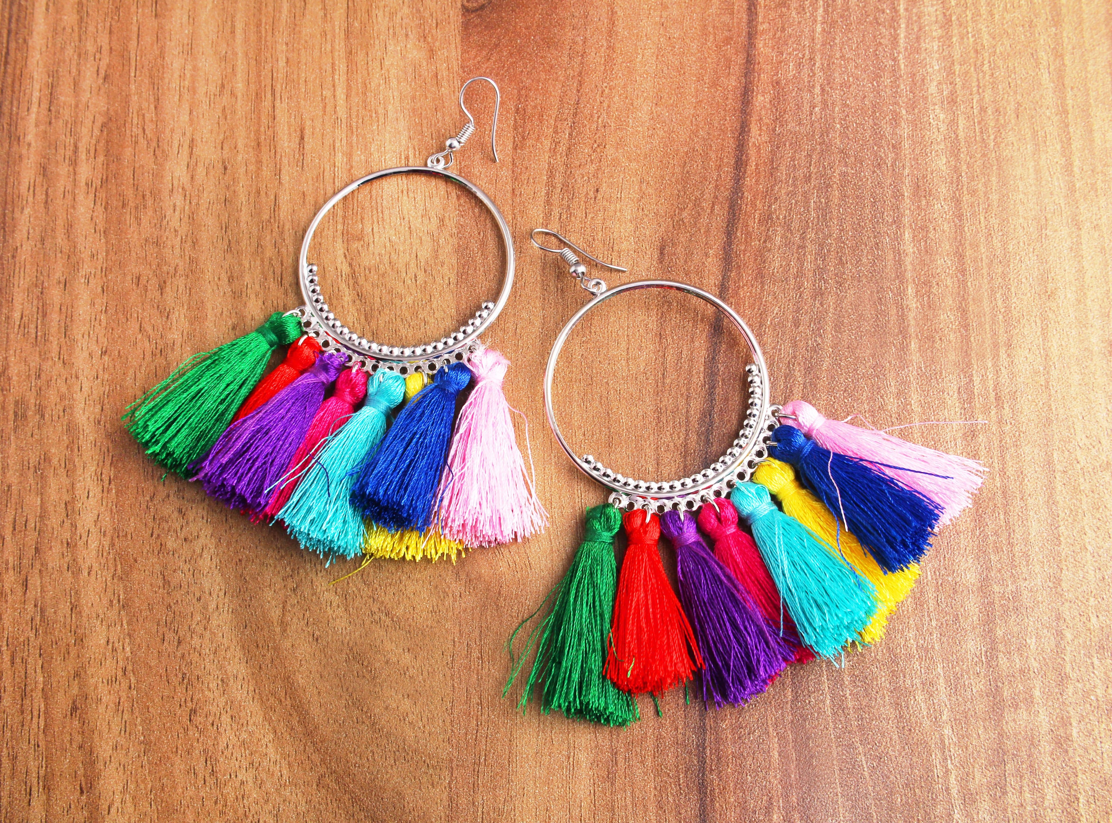 The Jewelbox® Rainbow Silky Hanging Multicolor Rhodium Chandbali Earring Girls Women - Earrings | Buy online on ZillyBuy