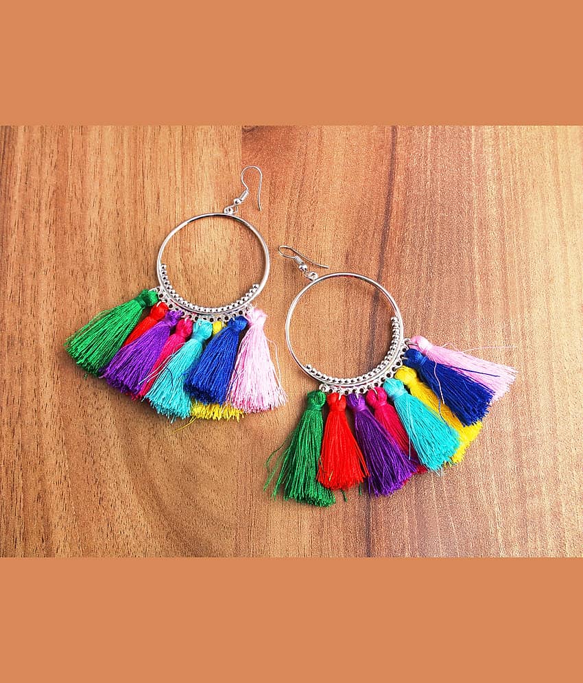 The Jewelbox® Rainbow Silky Hanging Multicolor Rhodium Chandbali Earring Girls Women - Earrings | Buy online on ZillyBuy