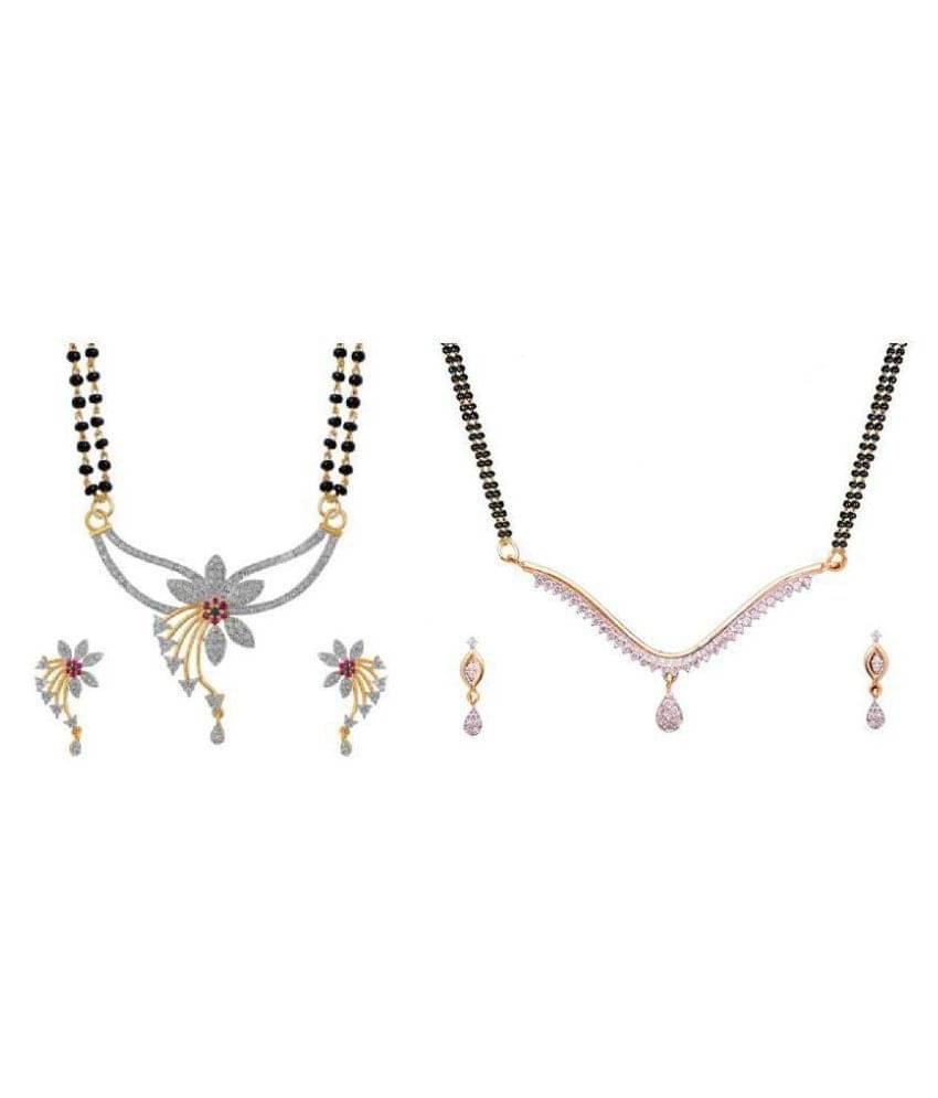     			Navya Collection Silver Mangalsutra Set Of 2