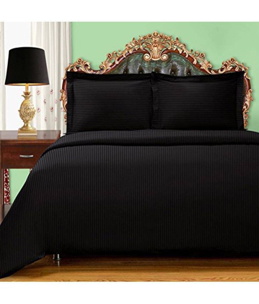 Sky Tex Satin 1 Double Bedsheet with 2 Pillow Covers ( Black ) Sky Tex Satin 1 Double Bedsheet with 2 Pillow Covers ( Black )