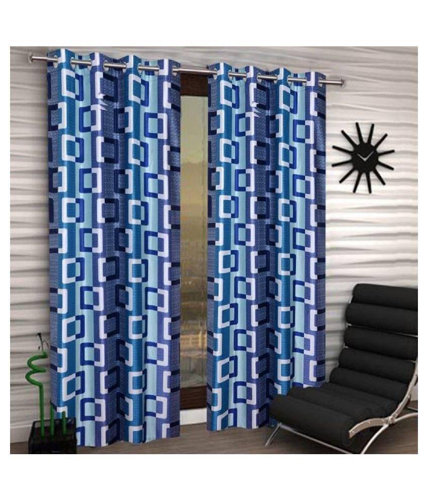 Tanishka Fabs Semi-Transparent Curtain 5 ft ( Pack of 2 ) - Blue Tanishka Fabs Semi-Transparent Curtain 5 ft ( Pack of 2 ) - Blue