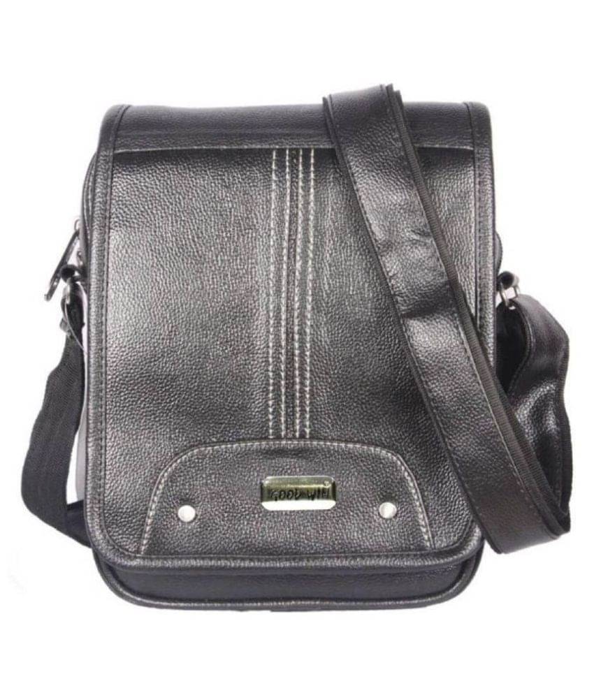     			Goodwin Black Leather Office Messenger Bag