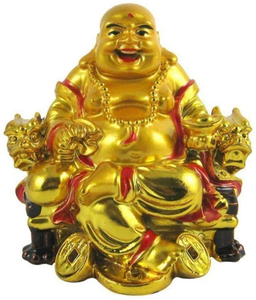     			King & Queen Golden Laughing Buddha Idol