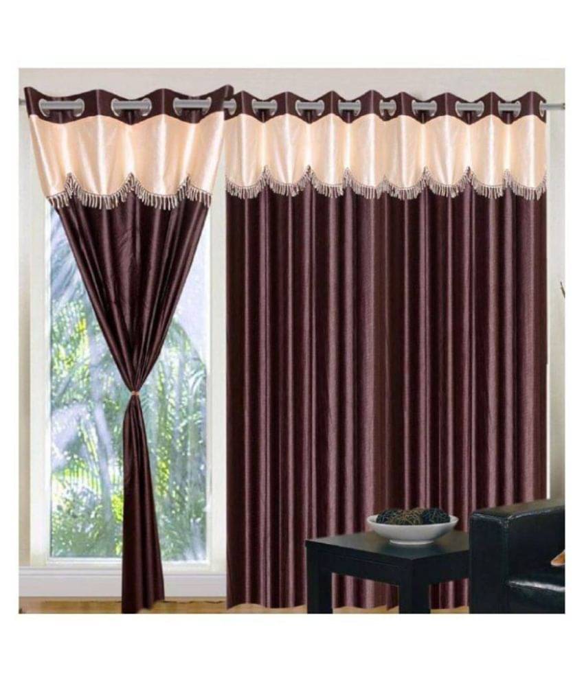     			Tanishka Fabs Semi-Transparent Curtain 5 ft ( Pack of 3 ) - Brown