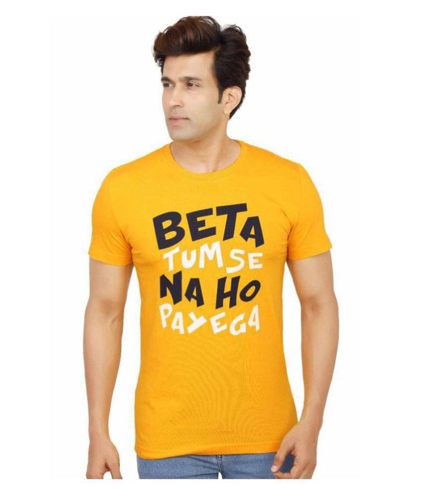 JACK & JURY Pack of 1 Cotton Regular Fit Men's T-Shirt ( Gold )     			JACK & JURY Pack of 1 Cotton Regular Fit Men's T-Shirt ( Gold )