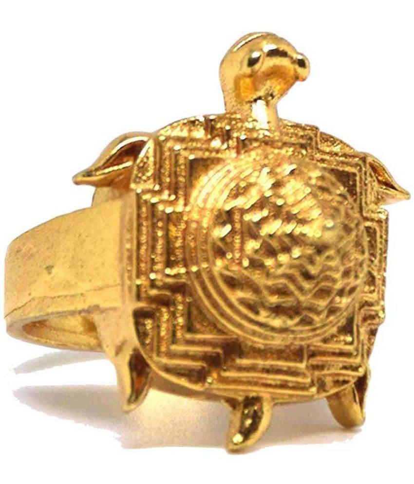 Rudra Divine Gold Plated Good Luck Tortoises Shree Yantra Ring for Men and Women 22 no Ring Size     			Rudra Divine Gold Plated Good Luck Tortoises Shree Yantra Ring for Men and Women 22 no Ring Size