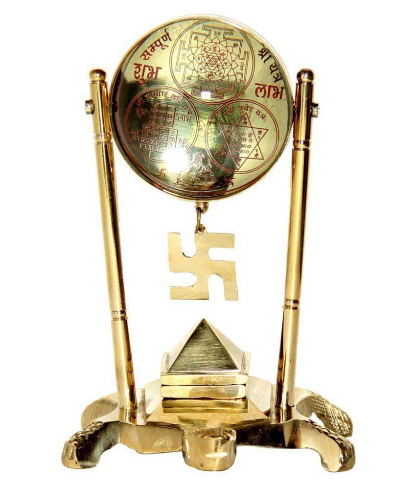     			S.S Collection Yellow Brass Vastu / Feng Shui / Tortoise Shree Yantra With Pyramid & Swastik