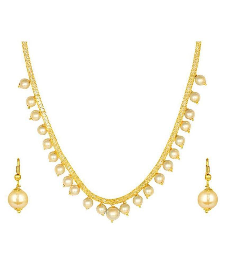 Farid Enterprises - Gold Brass Necklace Set ( Pack of 1 ) Farid Enterprises - Gold Brass Necklace Set ( Pack of 1 )