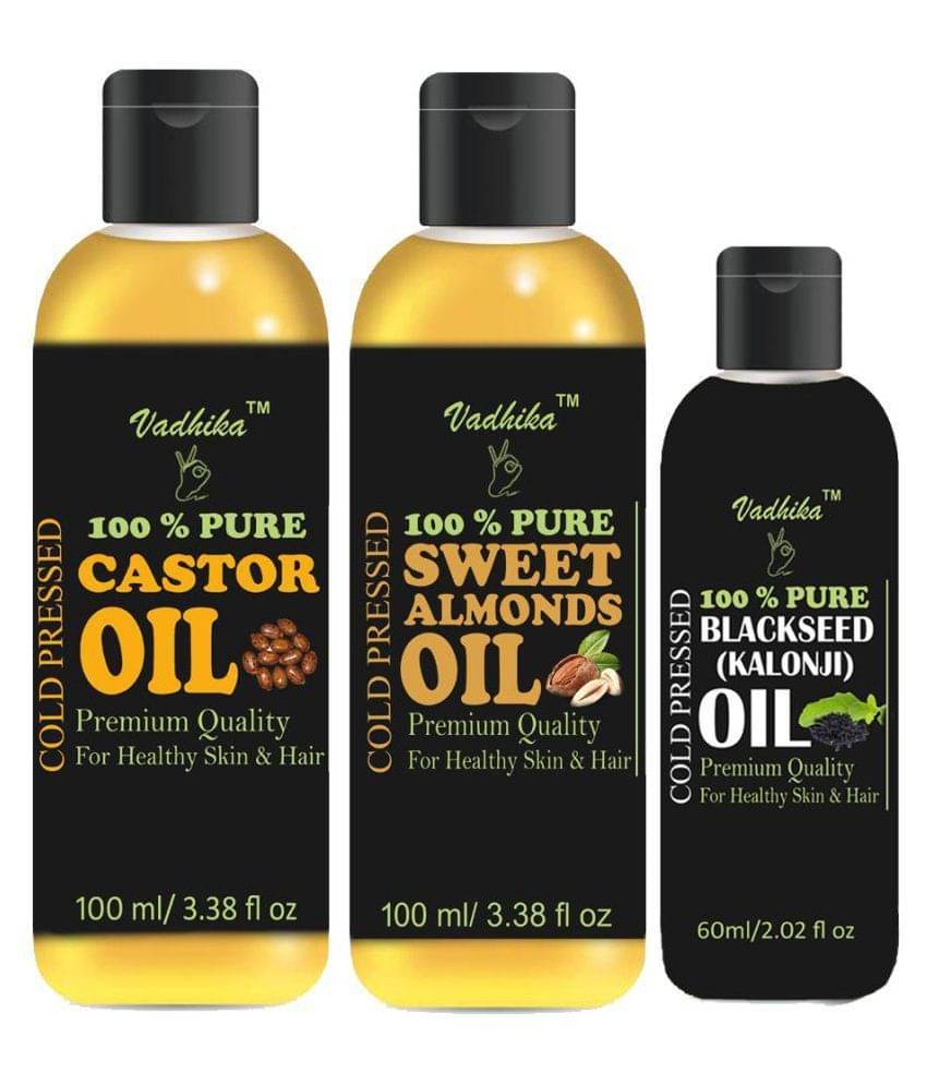     			Vadhika 100 % Pure & Natural Castor + Almonds + Blackseed oil 260 ml Pack of 3