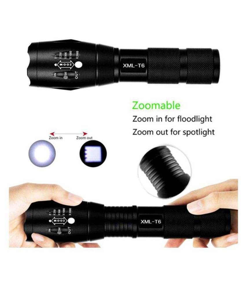 SHB 5W Flashlight Torch 5 modes Waterproof Cree Bright Zoom LED Torches - Pack of 1 SHB 5W Flashlight Torch 5 modes Waterproof Cree Bright Zoom LED Torches - Pack of 1