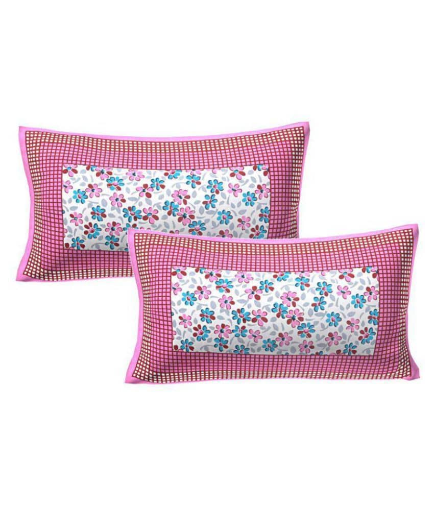 AJ Home Pack of 2 Cotton Pink Pillow Cover (17 X 27 Inch)