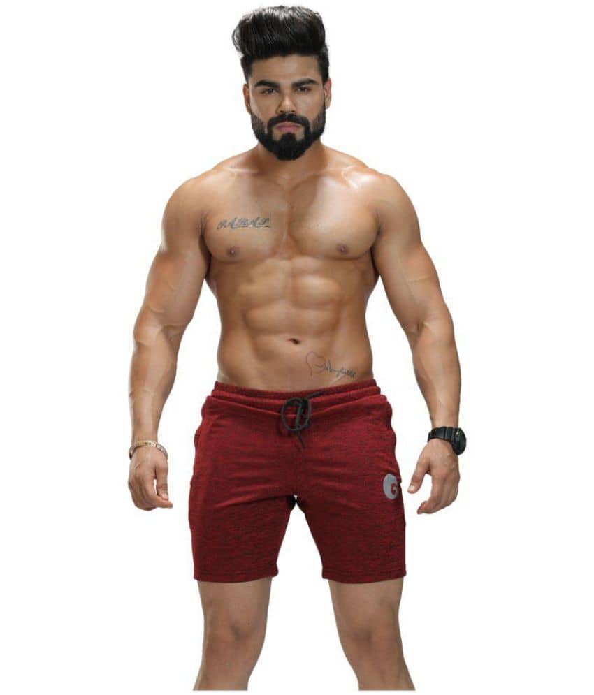 Omtex Red Polyester Fitness Shorts - Shorts | Buy online on ZillyBuy
