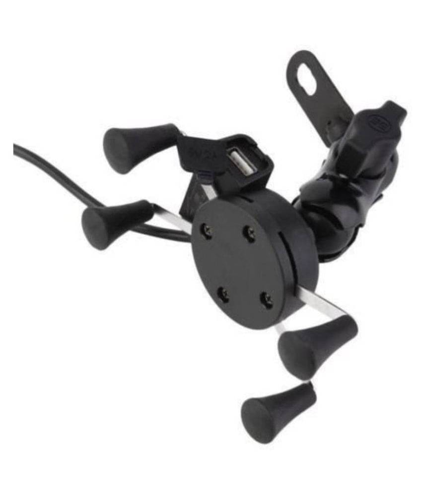     			TRP TRADERS X-Grip Mobile Phone Holder with USB Charger Bike Mobile Holder  (Black)