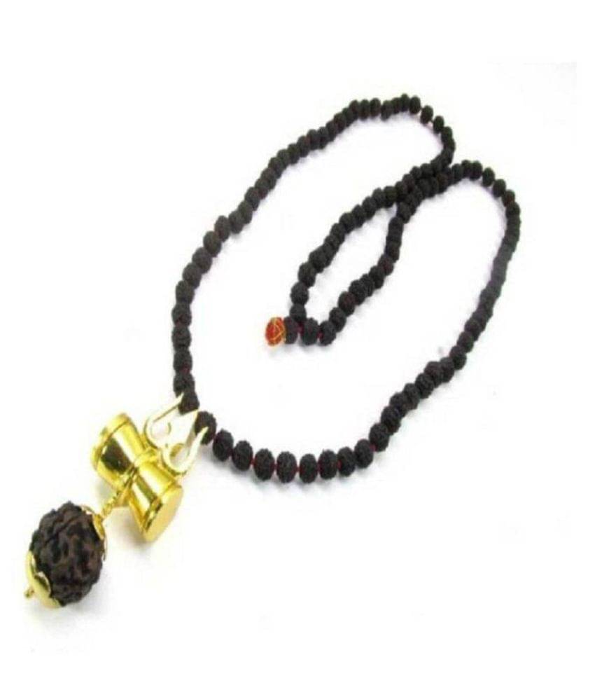 Shiv Shakti Kavach 5 Mukhi Rudraksha Mala With Shiv Trishul & Damru Wood Necklace Shiv Shakti Kavach 5 Mukhi Rudraksha Mala With Shiv Trishul & Damru Wood Necklace