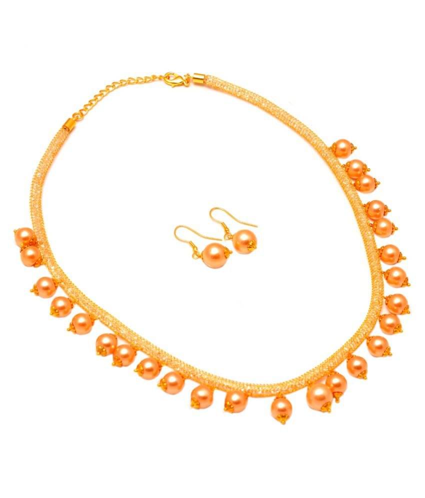 Jewar Mandi Alloy Golden Collar Designer Gold Plated Necklaces Set     			Jewar Mandi Alloy Golden Collar Designer Gold Plated Necklaces Set