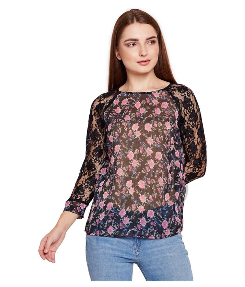 Oxolloxo Women's Polyester Regular Top ( Black ) Oxolloxo Women's Polyester Regular Top ( Black )