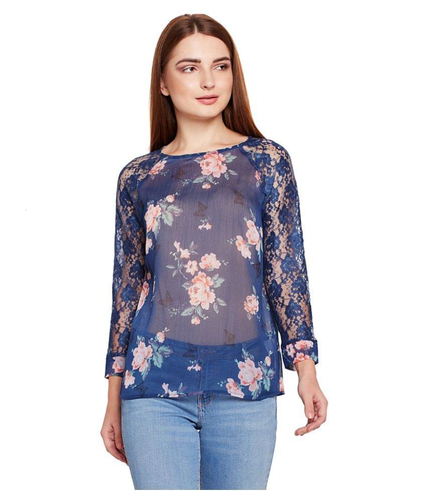 Oxolloxo Women's Polyester Regular Top ( Blue ) Oxolloxo Women's Polyester Regular Top ( Blue )