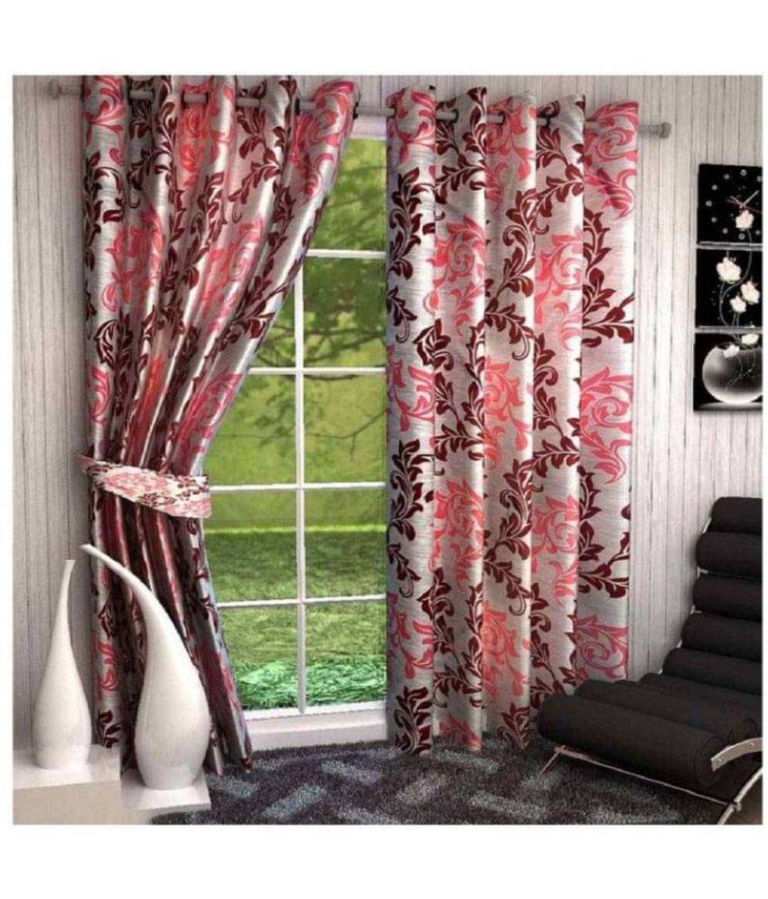 Tanishka Fabs Semi-Transparent Curtain 5 ft ( Pack of 4 ) - Maroon Tanishka Fabs Semi-Transparent Curtain 5 ft ( Pack of 4 ) - Maroon