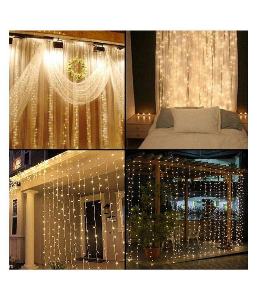 a to z traders 3x3Mtr Waterfall curtain LED String Lights Yellow a to z traders 3x3Mtr Waterfall curtain LED String Lights Yellow