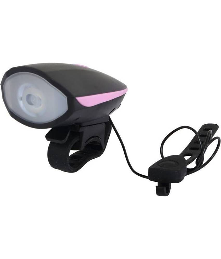 Dark Horse Bicycle CE Standard USB Rechargeable (2-in-1) 3 Mode LED Front Light 250 Lumens and 140 Db Loud Horn Bell (Pink)