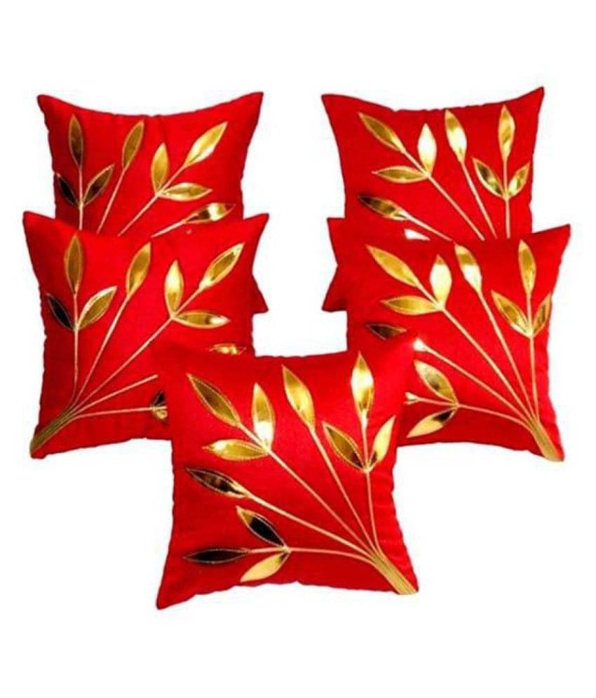FabLooms Set of 5 Polyester Cushion Covers 40X40 cm (16X16) FabLooms Set of 5 Polyester Cushion Covers 40X40 cm (16X16)