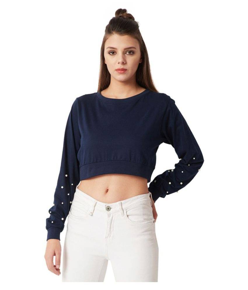     			Miss Chase Women's Cotton Crop Top ( Navy )