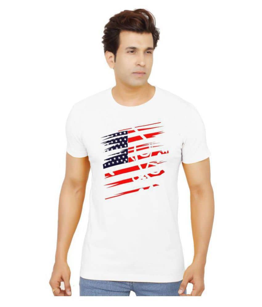 JACK & JURY Pack of 1 Cotton Regular Fit Men's T-Shirt ( White )