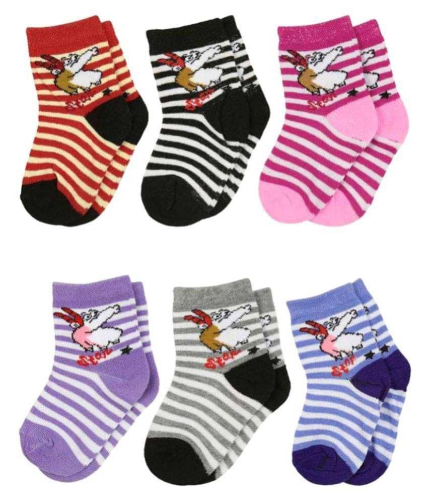     			Tahiro Multicolour Cotton Printed Socks - Pack Of 6