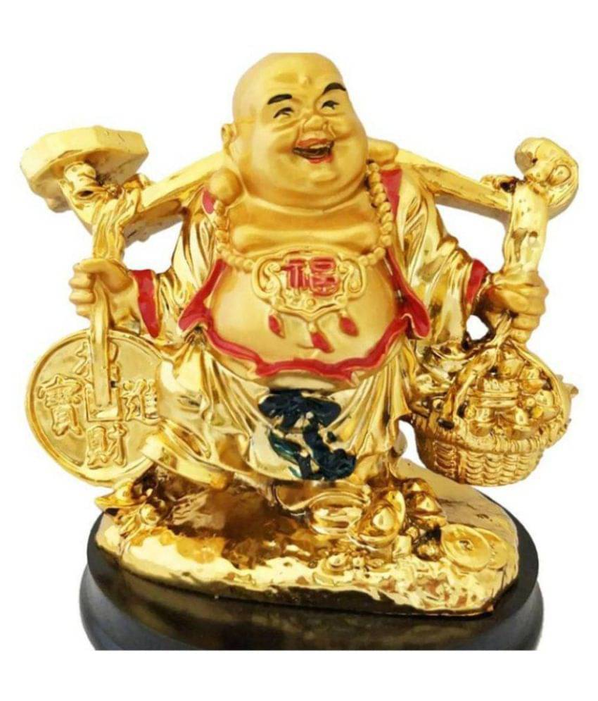 DD1 Happy Man Laughing Buddha Holding Wealth Coin and Ingots Statue For Attracting Money Prosperity Financial Luck DD1 Happy Man Laughing Buddha Holding Wealth Coin and Ingots Statue For Attracting Money Prosperity Financial Luck