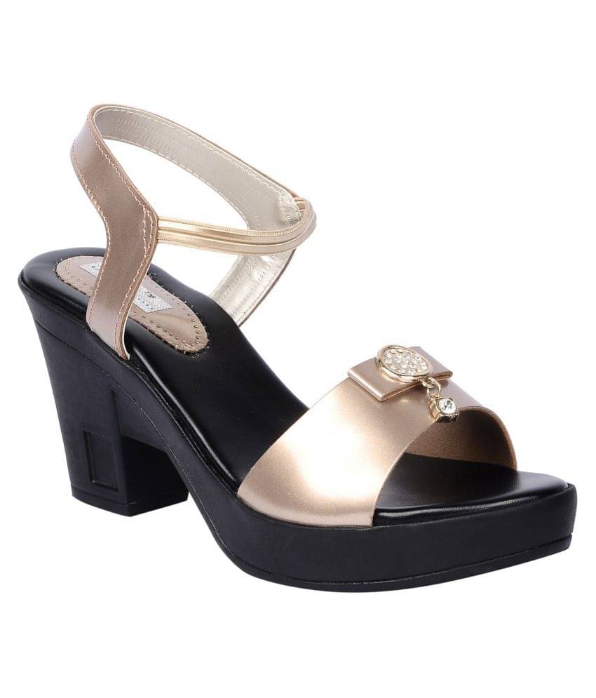     			Feel It Gold Block Heels