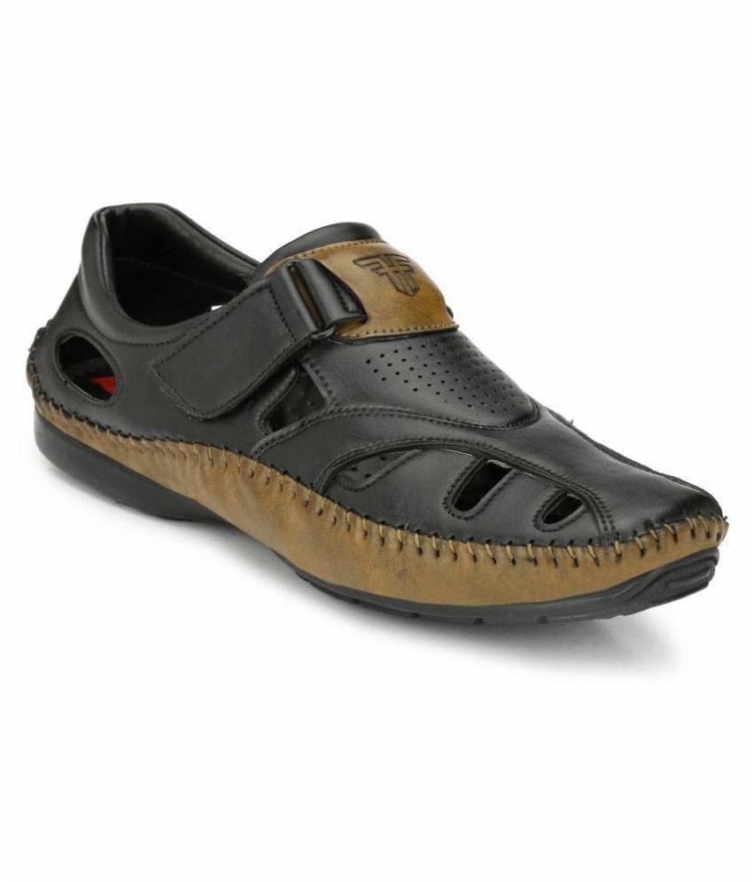     			Fashion Victim Black Faux Leather Sandals