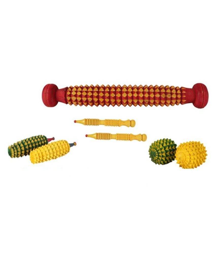     			AHCS Acupressure Combo 7 Item One Wooden foot roller Accupressure  Two Karela + Two ball + Two Jimmy