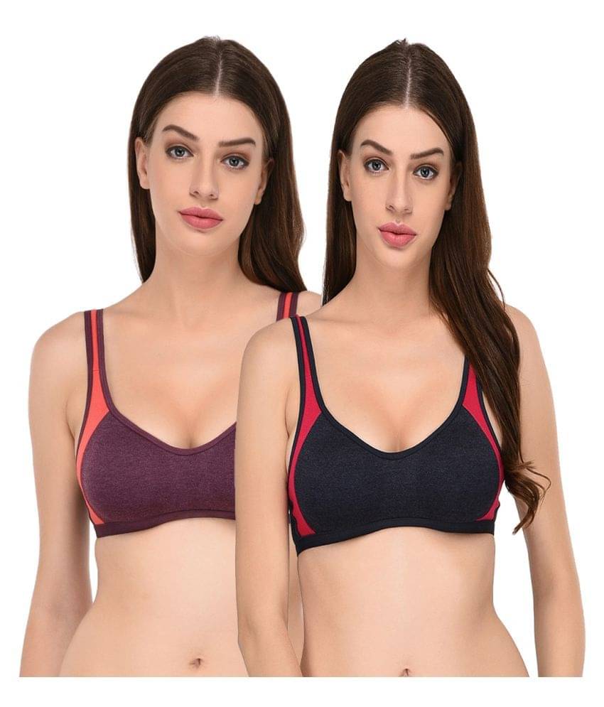     			Elina Pack of 2 Cotton Non Padded Women's T-Shirt Bra ( Multi Color )