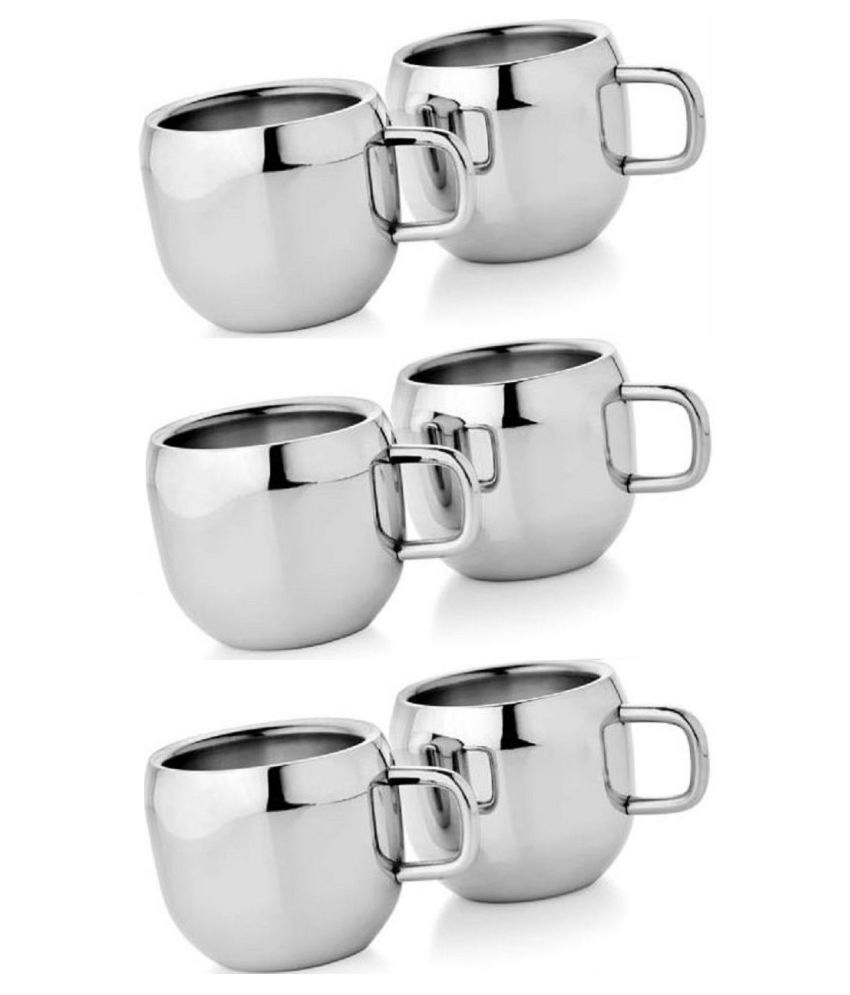     			Dynore Double Wall Solid Steel Tea Cup 90 ml ( Pack of 6 )