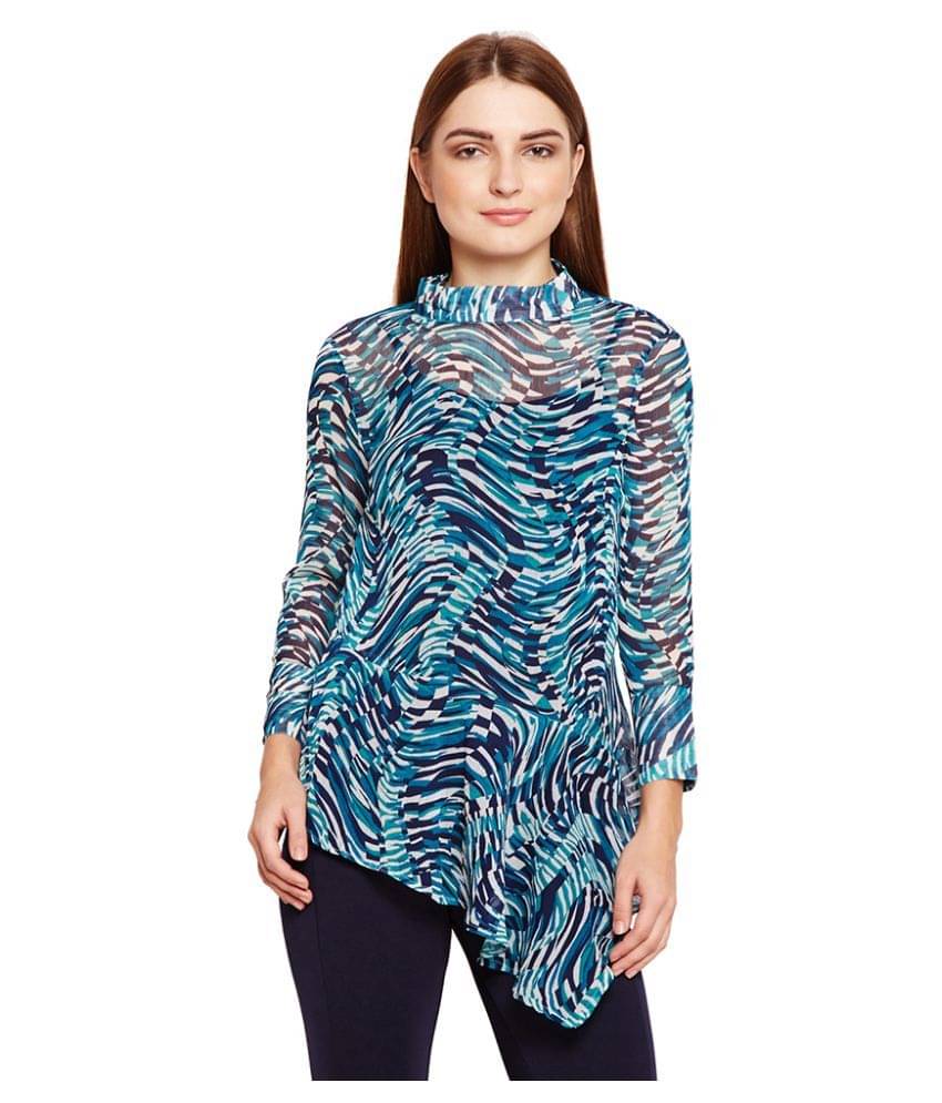 Oxolloxo Women's Polyester Regular Top ( Blue ) Oxolloxo Women's Polyester Regular Top ( Blue )