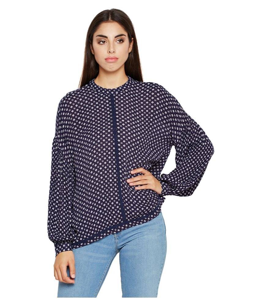 Oxolloxo Women's Viscose Asymmetrical Top ( Navy ) Oxolloxo Women's Viscose Asymmetrical Top ( Navy )