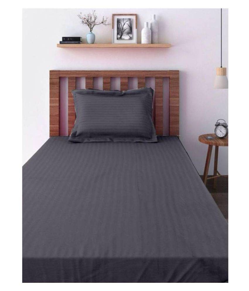 Sky Tex Satin Stripe Single Bedsheet with 1 Pillow Cover Sky Tex Satin Stripe Single Bedsheet with 1 Pillow Cover