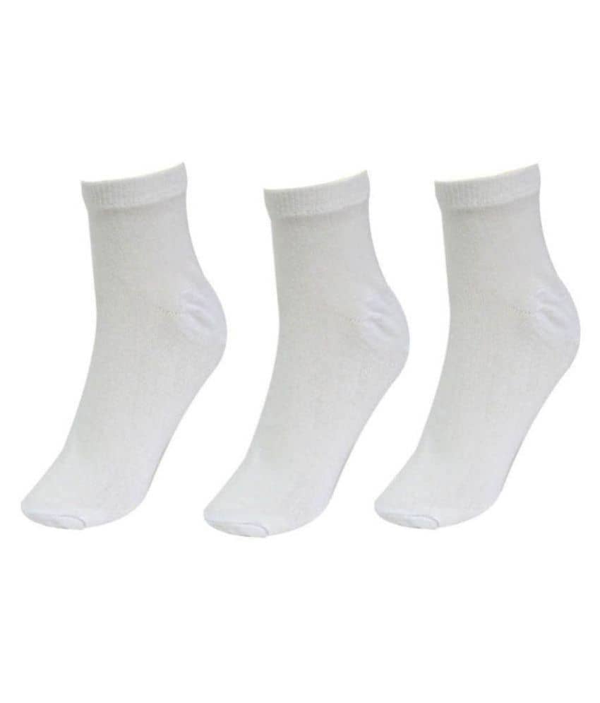 Tahiro White Cotton Ankle Length School Socks - Pack Of 3 - Socks | Buy online on ZillyBuy