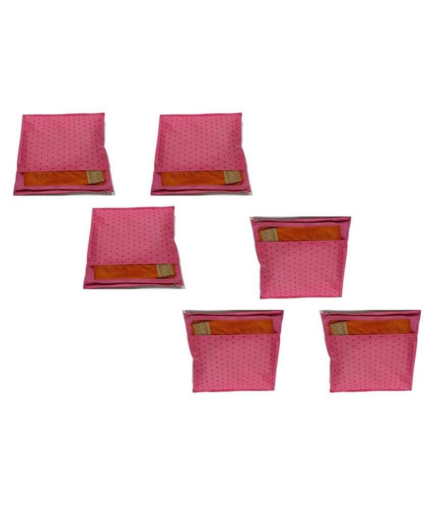 PrettyKrafts Saree Cover Set of 6 Polka dots with Top transparent window_Pink PrettyKrafts Saree Cover Set of 6 Polka dots with Top transparent window_Pink