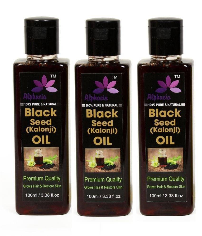 Alphacia 100% Pure & Natural Black seed (Kalonji) Hair Oil & Skin Oil 300 ml Pack of 3     			Alphacia 100% Pure & Natural Black seed (Kalonji) Hair Oil & Skin Oil 300 ml Pack of 3